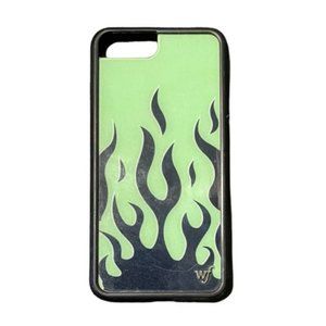 WILDFLOWER IPHONE 8 CASE BRIGHT GREEN W/BLACK FLAMES EUC